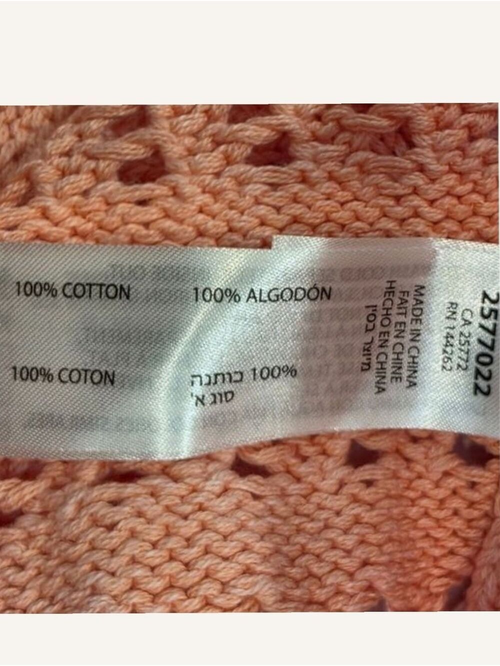 Dex Washed Apricot Crochet Knit Sweater 1X NWT Coastal Boho Cotton - Picture 7 of 10